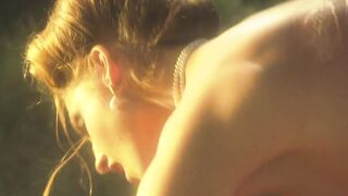 Sexual lesbians romance passionately into the wild