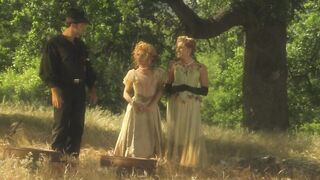 Sexual lesbians romance passionately into the wild