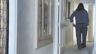 House-fiance pinned on the wall for a hard doggy style nailing