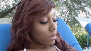 Horny black titty fucks guy's penis with her long juicy breasts
