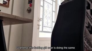Martina was almost caught by her grandma squirting for a custom