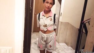 Silly Frenchie College Cheerleader First Time asking for "Trick or Treat". Older Man Tricks her and he's get his Dick inside her mouth. Good Deep Throat. Her Slutty Face and Uniform covered by his Huge Creampie. Teenie Halloween Amazingly Hot Bj.