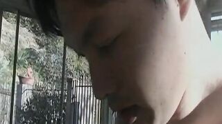 Lusty stud sticks his tongue and dick into a chubby, soak vagina