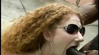 African stud into amazingly hot shape preached big boobed red haired hottie