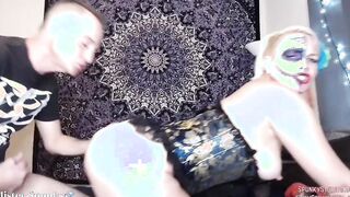 Skeleton-Teens Boned Rough & Swallows Cum on Halloween (Full Tape on RED)