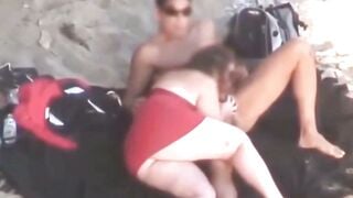Chubby Niece devours dick on the beach