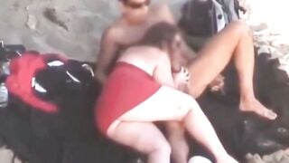 Chubby Niece devours dick on the beach