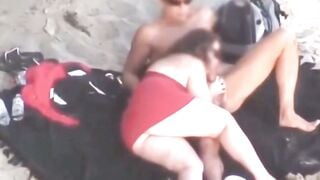 Chubby Niece devours dick on the beach