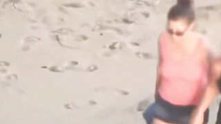 Chubby Niece devours dick on the beach