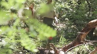 Twinky scout bound up inside tree and analed by 2 cock