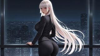 Busty beautiful CEO drilled in penthouse office