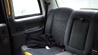 Female Fake Taxi Her long natural titted fall out into front of her passenger leading to 10