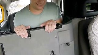 Female Fake Taxi Her long natural titted fall out into front of her passenger leading to 10