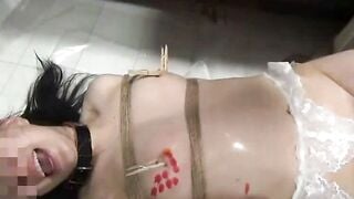 Japanese Wife Bound in Rope and Spiked Collar for Hardcore BDSM Training
