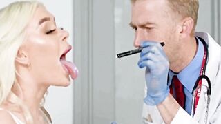Gina Varney give her doctor a soak blowjob experience, demonstrating how saliva can 11