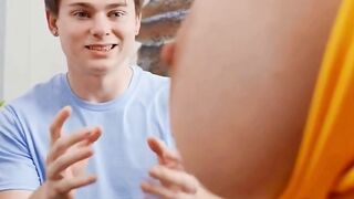 Milf blonde seduced her stepsons friend for passionate sex right into the living room - 13