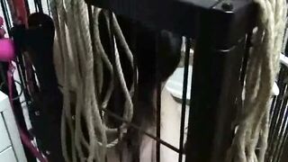 Japanese Bride Bound in Cage for Hardcore BDSM Slavery