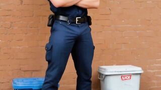 Cop Uniform Threeway: Raw Anal Rides & Messy Facial in Brick Alley