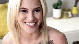 Blonde Kiara Cole caught dressing gets instant stepbro pounding