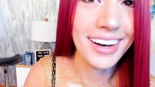 Redhead Babe Toys with Her Squirting Dildo