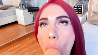 Redhead Babe Toys with Her Squirting Dildo