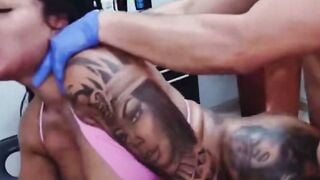 Tattooed Teen Sucks Cock Till Cum Drips on Face