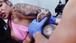 Tattooed Teen Sucks Cock Till Cum Drips on Face