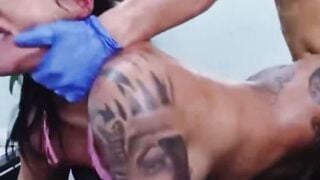 Tattooed Teen Sucks Cock Till Cum Drips on Face
