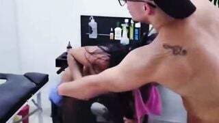 Tattooed Teen Sucks Cock Till Cum Drips on Face