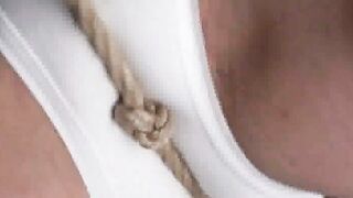 Japanese Shibari Bondage: Tight Rope Restraint & White Panties