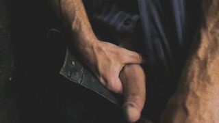 Trans babe is sucking a strangers cock through a gloryhole