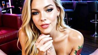 Blonde stripper MILF slams ass down and takes hot facial in party club
