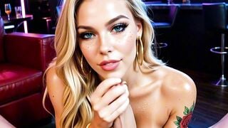 Blonde stripper MILF slams ass down and takes hot facial in party club