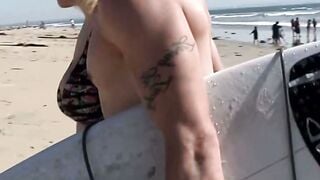 Huge Boobs Huge Booty Amazing hot Blonde sluts ride The Long Cock Surfer to drain his Nuts f five