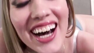 Blonde Stepdaughter Seduces Stepfather On Couch With Tight Black Dress