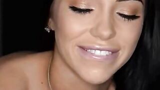 MJ Stepsister Sucks Cock & Shows Huge Breasts in Pink Tube Top