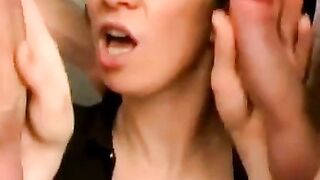 Mature French Brunette Takes on Two Cocks