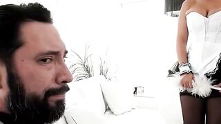 Maid Bridgette B cleans boss's penis as well