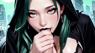AI Goth Babe Deepthroats Cock In Post-Apocalyptic City Ruins