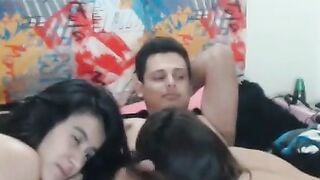 Long-Haired Webcam Amateurs' Double Handjob Hoe 2