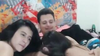 Long-Haired Webcam Amateurs' Double Handjob Hoe 2