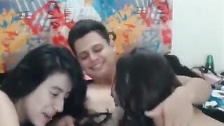 Long-Haired Webcam Amateurs' Double Handjob Hoe 2