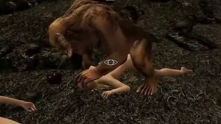 3D Cave Guro: Rough Monster Fucking in Dark Dungeon