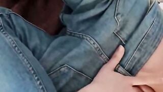 Teen in Ripped Jeans Gets Anal Footjob Cumshot