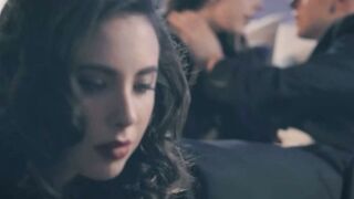 Petite Brunette Deepthroats Cock While Mistress Whips Wife's Ass