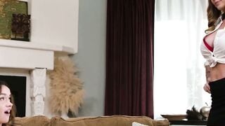 Khloe Kingsley Sucks Big Tits & Licks Hairy Pussy With Brunette Stepmom Annie King