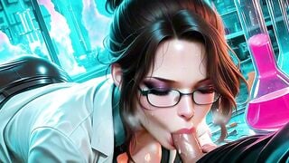 Smart beauty warms sterile room as your hands explore her science curves
