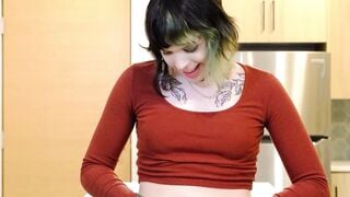 Brunette Shemale Aurora Solo Dildo Handjob & Striptease Compilation
