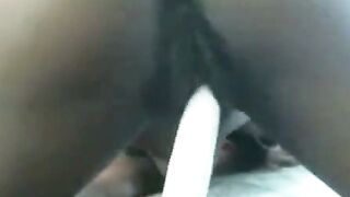 Black Girl Squirting Orgasm With White Dildo On Webcam