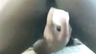 Black Girl Squirting Orgasm With White Dildo On Webcam
